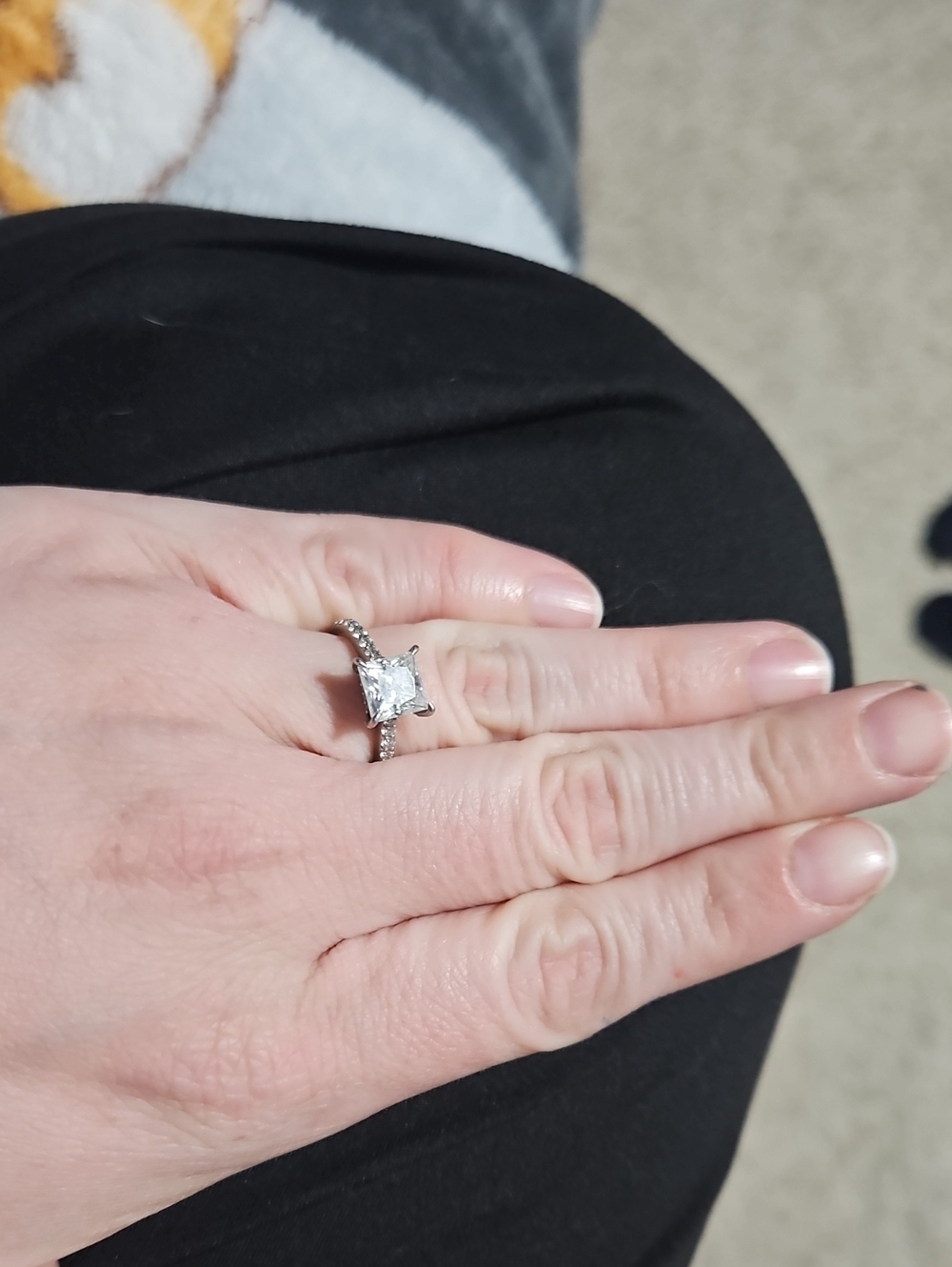 Sterling Silver Princess Cut Halo Ring